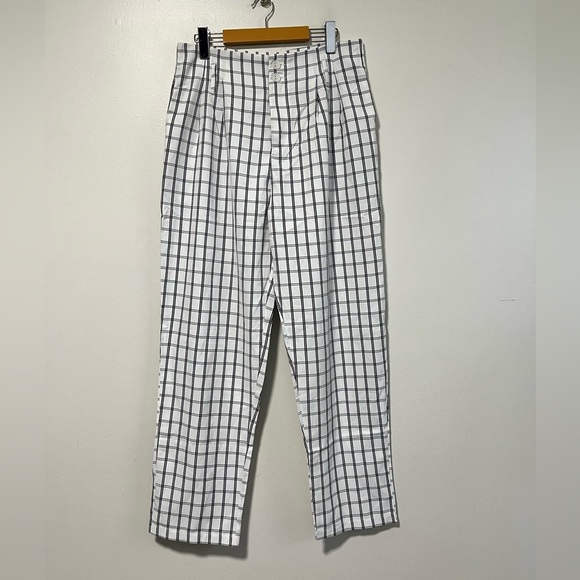 SHEIN Tall L Black White Grid Print High-Waist Trousers - Picture 2 of 12